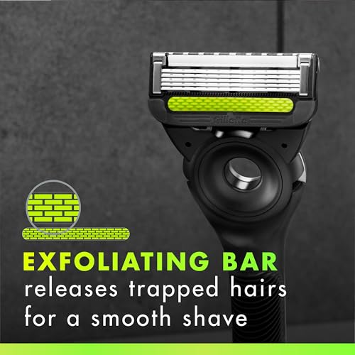 GilletteLabs with Exfoliating Bar by Gillette Razor for Men - 1 Handle, 4 Razor Blade Refills, Includes Premium Magnetic Stand