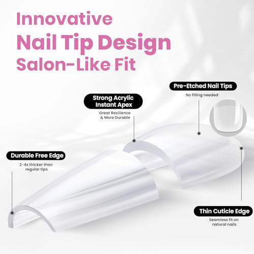 Beetles Gel Polish Nail Tips Kit - 256pcs Square Short with 35 Colors