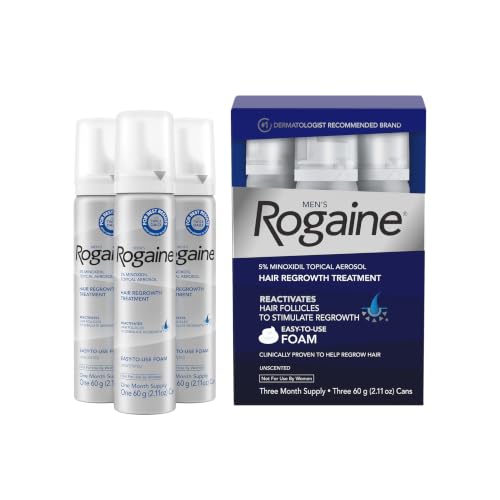 Rogaine 5% Minoxidil Foam Men's Hair Regrowth, 3-Month Supply