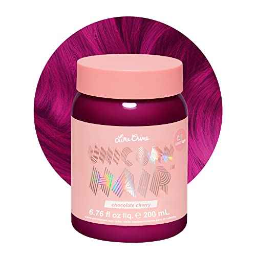 Lime Crime Full Coverage Unicorn Hair Dye, Chocolate Cherry - Damage-Free Semi-Permanent Hair Color Conditions & Moisturizes - Temporary Hair Tint Kit Has A Sugary Citrus Vanilla Scent - Vegan