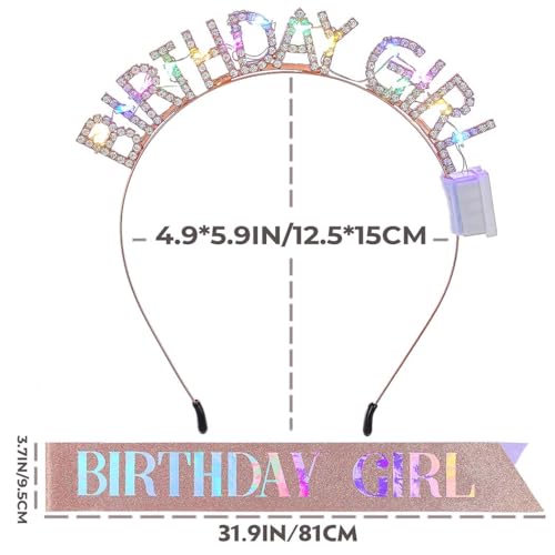 Light Up Birthday Girl Headband with LED Rhinestone Crown
