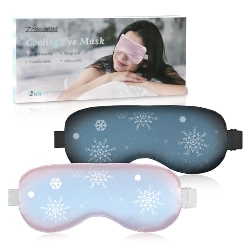 Cooling Eye Mask for Sleeping Migraine Headache Relief Mask Gel Cold Compress Eye Face Ice Pack for Eyestrain Dark Circles and Puffiness Relaxation Gifts for Women Men Silk Reusable-2 Pack