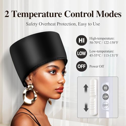 Electric Hair Steamer Cap for Deep Conditioning & Afro Hair with Temperature Control
