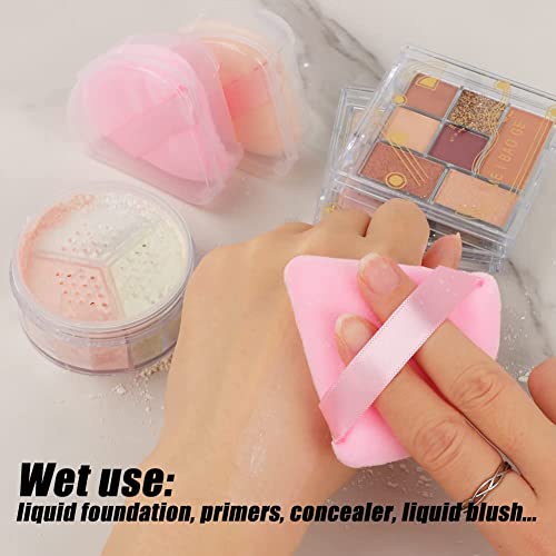 Triangle Powder Puffs for Face Setting - 10Pc Velour Makeup Sponges