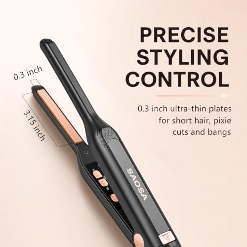 Mini Flat Iron for Short Hair, 0.3" Ultra-Thin Straightener Curler
