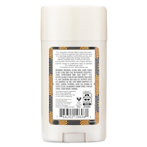 Nubian Heritage 24 Hour Natural Deodorant African Black Soap, 2.25 Oz