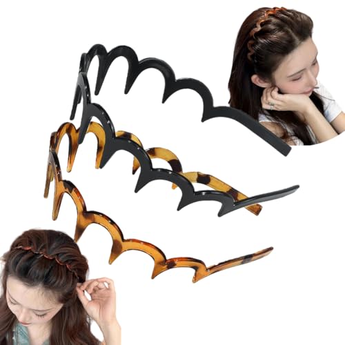 Zig Zag Hair Headband with Teeth Comb - Non-Slip 90s Style