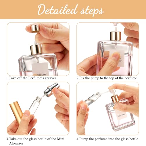 Zonon 56 Pack 5ml Gold Refillable Perfume Atomizer Bottles with Pumps