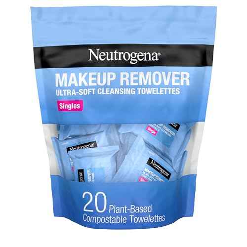 Neutrogena Makeup Remover Wipes Singles, Individually Wrapped, Daily Facial Cleanser Towelettes, Gently Removes Oil & Makeup, Alcohol-Free, 20 ct