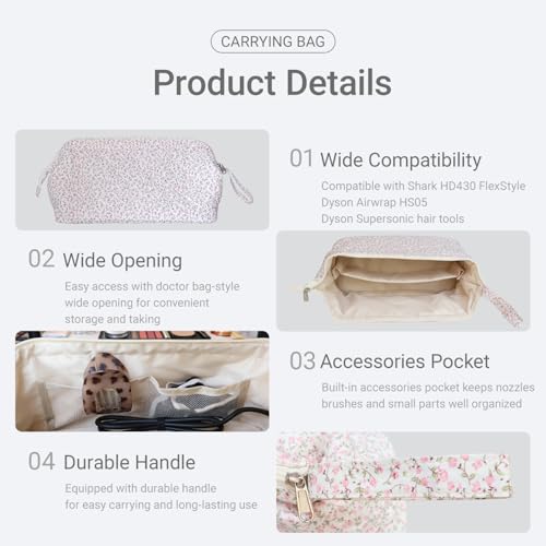 Quilted Hair Tools Travel Bag for Dyson Airwrap & Shark FlexStyle