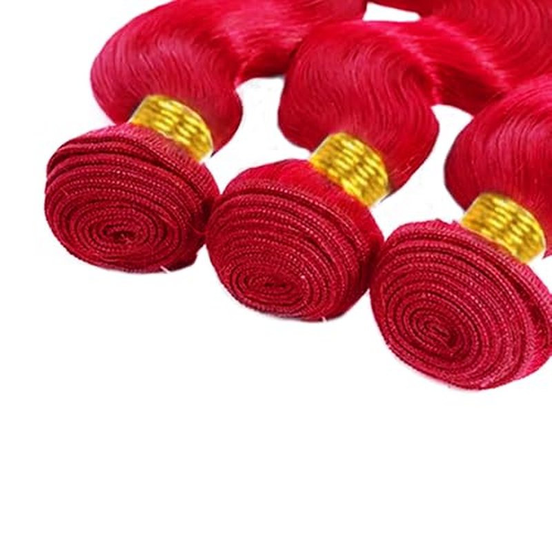 Red Body Wave Hair Bundles 16 18 20 Inch Virgin Human Hair