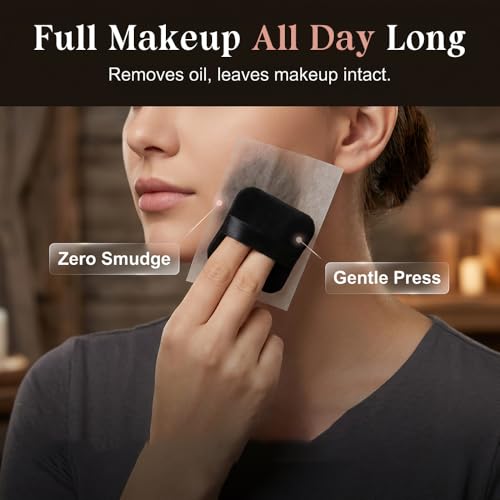 Oil Blotting Sheets for Face with Mirror & Puff - 200 Count