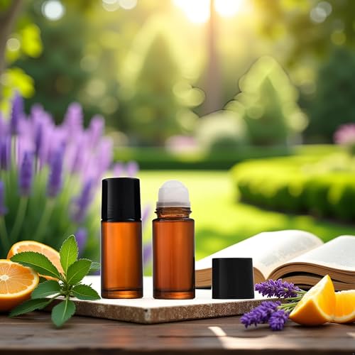 Refillable 50ml Glass Essential Oil Roller Bottles Set of 2 - Travel Fragrance Containers