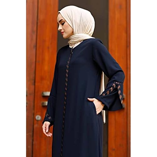 istanbul styles Women's Abaya Long Sleeve Open Quarry Floor Length Zipper Floor Length Turkish Islamic Fashion