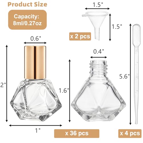 36 Pack Essential Oil Roller Bottles 8ml Glass