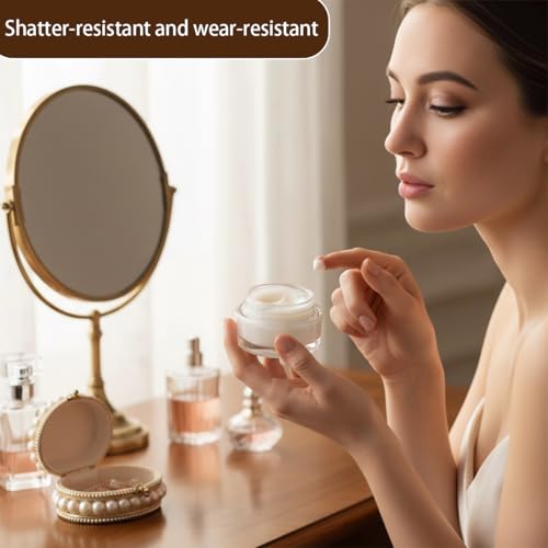 QUUPY 100ml Frosted Glass Refillable Cream Jar with Bamboo Lid Travel Container
