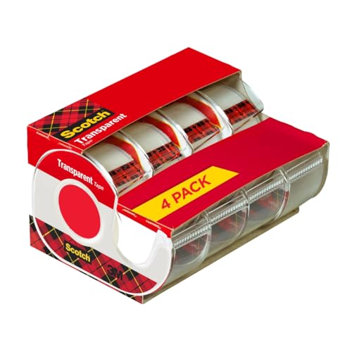 Scotch Transparent Tape 3/4 x 850 Inches - 4 Dispenser Rolls, Clear, Tape Variation