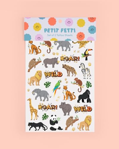 xo, Fetti Jungle Animals Temporary Tattoos - 56 Gold Foil
