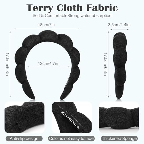 Spa Headbands for Washing Face, Set of 2 Terry Cloth