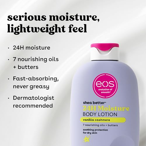 eos Vanilla Cashmere Body Lotion 16 oz, 24-Hour Hydration