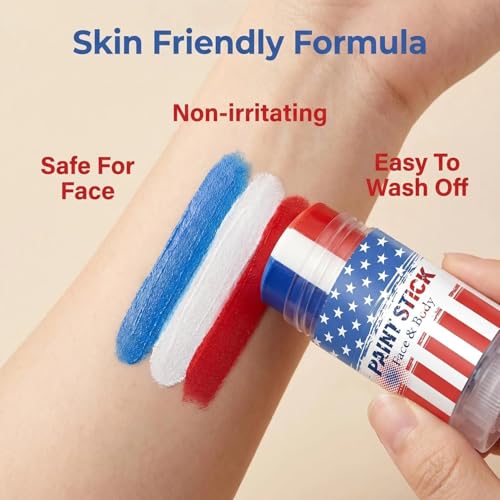 Patriotic 3-in-1 Face & Body Paint Sticks - Waterproof Red White Blue USA Flag