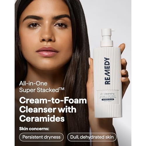 Remedy for Rich Cream Cleansing | Cream-to-Foam Face Wash with Ceramides, Glycerin and Panthenol | Hydrating Cleanser for Normal to Dry Skin | By Dermatologist Dr. Shah, 12 fl. Oz