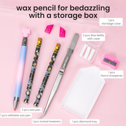 9 PCS Rhinestone Picker Tool Set with Wax Pen & Tweezers
