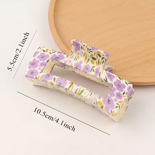 Vsdski Flower Hair Clip French Purple Floral Hair Claw Clips Elegant Spring Summer Hair Accessories for Women Non Slip Acrylic Hairpin for Thick Thin Hair Beach Party Wedding Styling Decor