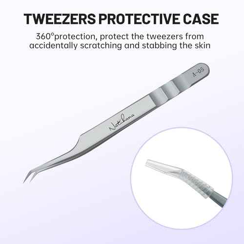High Precision Lash Tweezers for Individual and Volume Eyelash Extensions Premium Stainless Steel Curved Fiber Tip Professional Isolation Tweezer