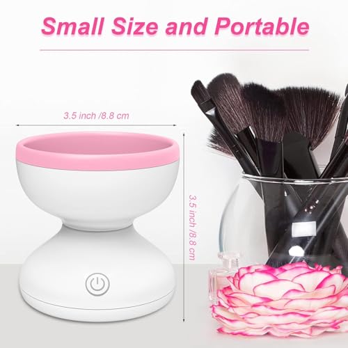 Electric Makeup Brush Cleaner & Dryer Machine - Portable Pink
