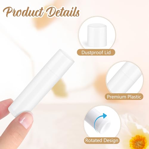 100 Pcs 5g Empty Lip Balm Containers Plastic Lipstick Tubes Refillable Lip Gloss Bottles for DIY Deodorant Balm Cosmetic - Wihte
