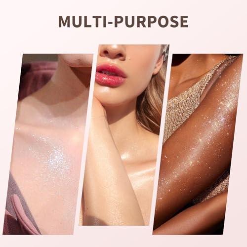 Color Nymph Makeup Highlighter Glitter Stick, Liquid Gel Highlighter For Face Eye Body Chameleon Shimmer Glow Makeup Highlighters With Sponge Tip - 06# Silver Gradient