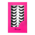 8Pair 3D5D 0.55INCH Fluffy Natural Look Faux Mink Lashes Thick False Eyelashes Volume Cat Eye Lashes Extension with Dark Pink Box