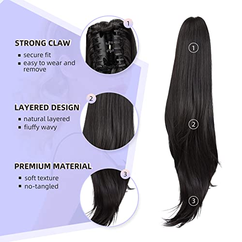 24" Claw Clip Ponytail Extension - Straight Synthetic Hair