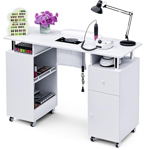 HolaiNail Manicure Table with Dust Collector & Storage
