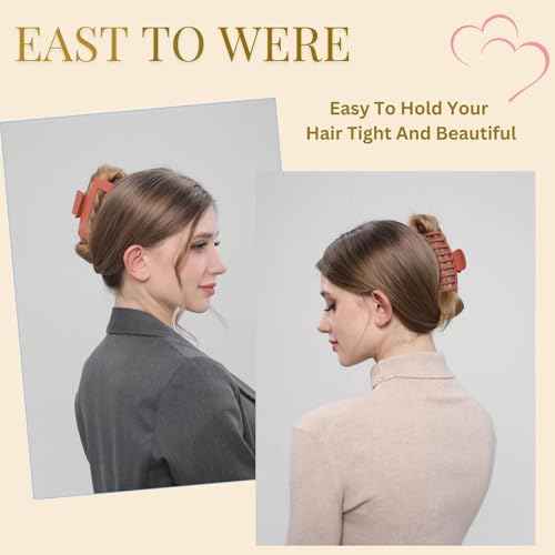 LuSeren 8 Pack Hair Clips for Women 4.3 Inch Large Hair Claw Clips for Women Thin Thick Curly Hair, Big Matte Banana Clips,Strong Hold jaw clips Black Orange Dark Brown Light rose