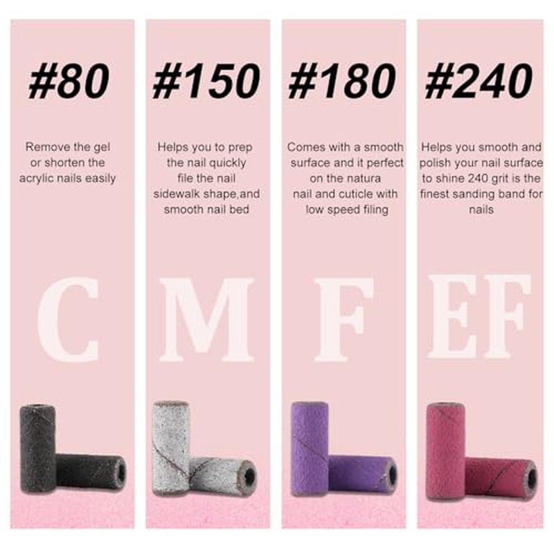 100PCS #240 Extra Fine Sanding Bands for Nail Drill