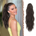 FESHFEN 20" Wavy Ponytail Extension Claw Clip Dark Brown