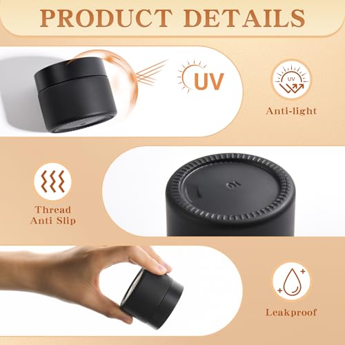 Glass Jars with Lids,Eco-Friendly Cosmetic Containers with Airtight Black Lids & Liners, Multi-Color Options for Cream, Lotion, Body Butter, DIY Skincare Travel Jars (Frosted Black, 2oz)