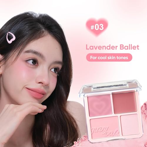 JUDYDOLL 2 In 1 Blush Highlighter Palette, Blush Cream & Glowy Blush, Buildable Color for Cheeks, Cute Makeup, Lightweight, Smooth Powder, Multi-Use, Matte Finish or Radiant Look