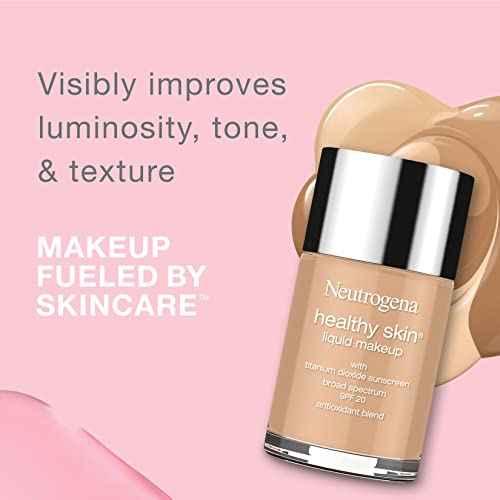 Neutrogena Healthy Skin Liquid Foundation Makeup with Broad Spectrum SPF 20 Sunscreen, Lightweight, Medium Coverage Makeup with Sunscreen and Pro-Vitamin B5, Natural Ivory 20, 1 fl. oz