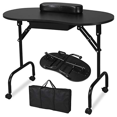 Yaheetech 37-inch Portable Manicure Table Foldable Nail Desk