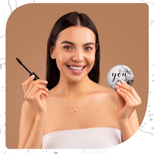 Tradder 100 Pcs 2.76 Inch Inspirational Mini Compact Mirror Bulk Makeup Pocket Purse Mirror for Women Mother's Day Quinceanera Coworker Employee Appreciation Gift Stuffer Items (Black)