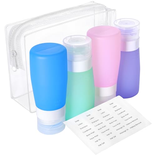 Travel Toiletry Bag with Bottles - TSA Approved 3.4 oz Silicone Containers