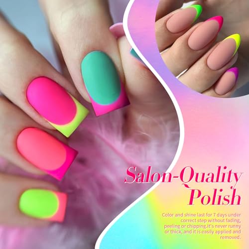 Born Pretty 15-Color Neon Nail Polish Set – Quick Dry DIY Manicure