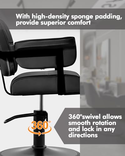 Towning Extra Wide Barber Chair Hydraulic Pump 360° Swivel