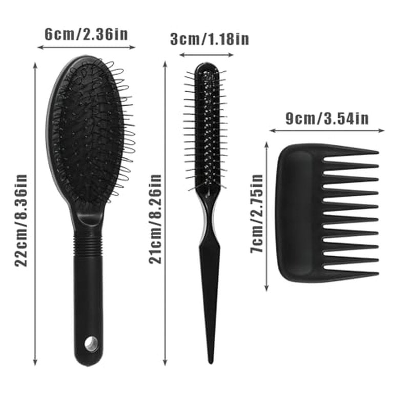 3-Piece Wig Brush Set for Detangling Extensions & Wigs