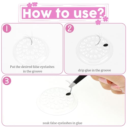 Lash Trays, Lash Trays for Extensions 100Pcs Lash Glue Holder, Disposable Plastic False Eyelashes Holders Plastic Eyelash Pads for Extensions Eyelashes Glue Pallet Pad(Transparent)