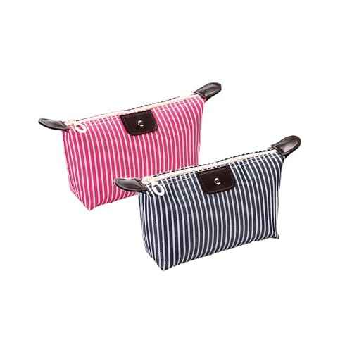 2 Pack Make Up Bag for Traveling,Preppy make up bag,Toiletry Bag,Nylon Cosmetic Bag,Light Pink Makeup Bag,Skin Care Bag£¬Tiny Makeup Bag