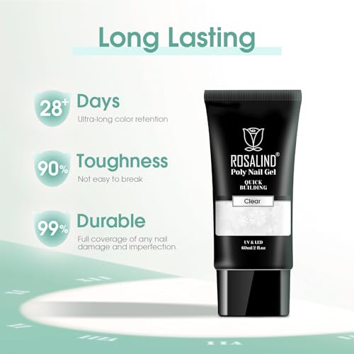 ROSALIND Clear Poly Nail Gel 2oz - UV/LED Nail Extension Builder Gel